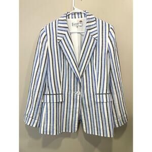 Kasper Women's Linen Blend Peak Lapel One Button Jacket with Flap Pockets Sz 16